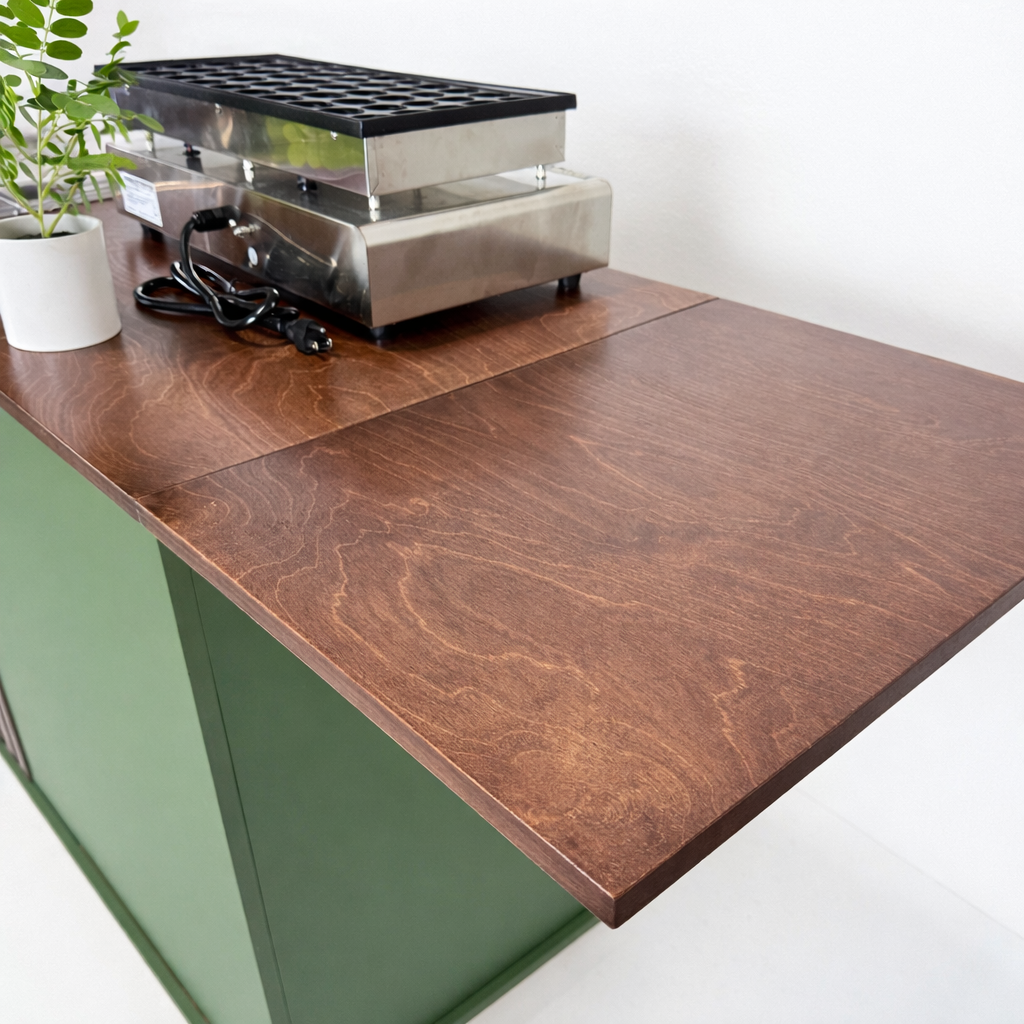 THE CLASSY - Stained Countertop with Right Side Stained Slats and Painted Body