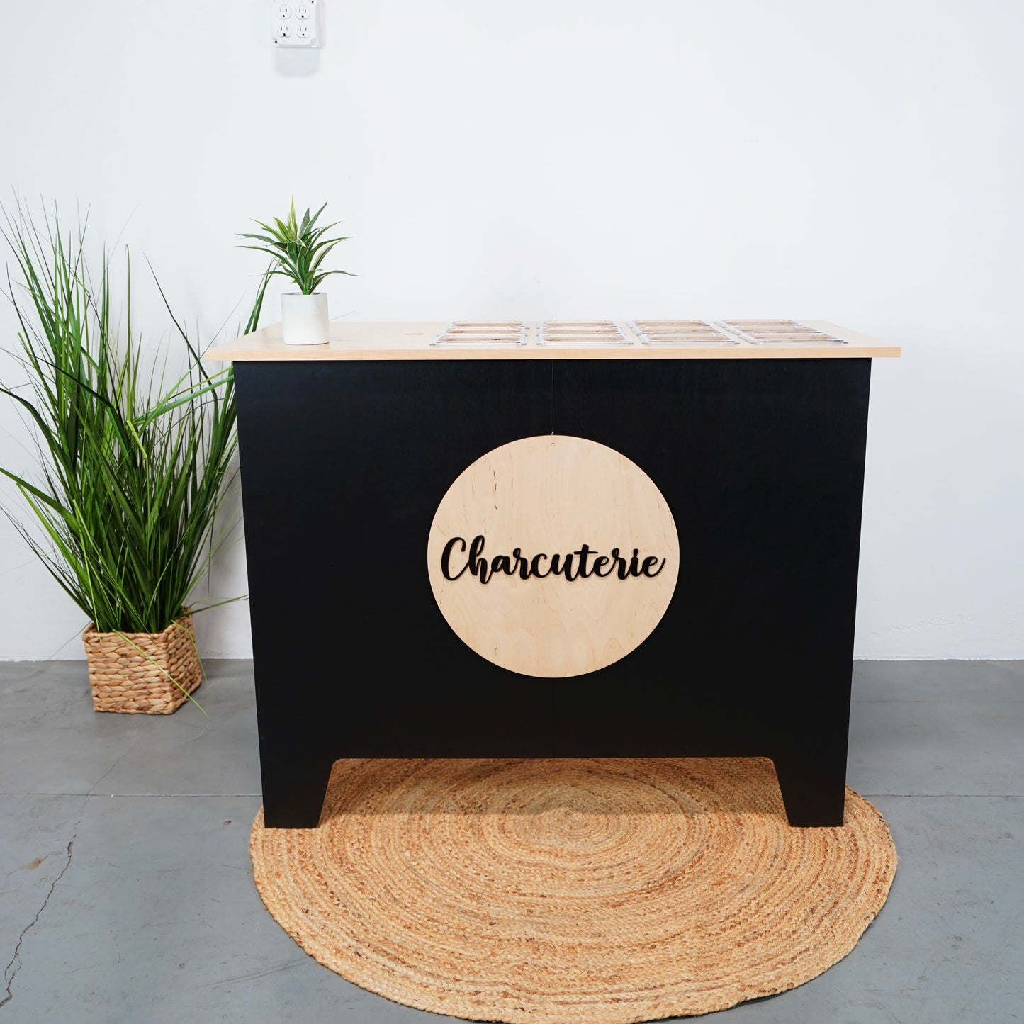 Foldable 4ft Charcuterie Black Table Mobile Cart Catering