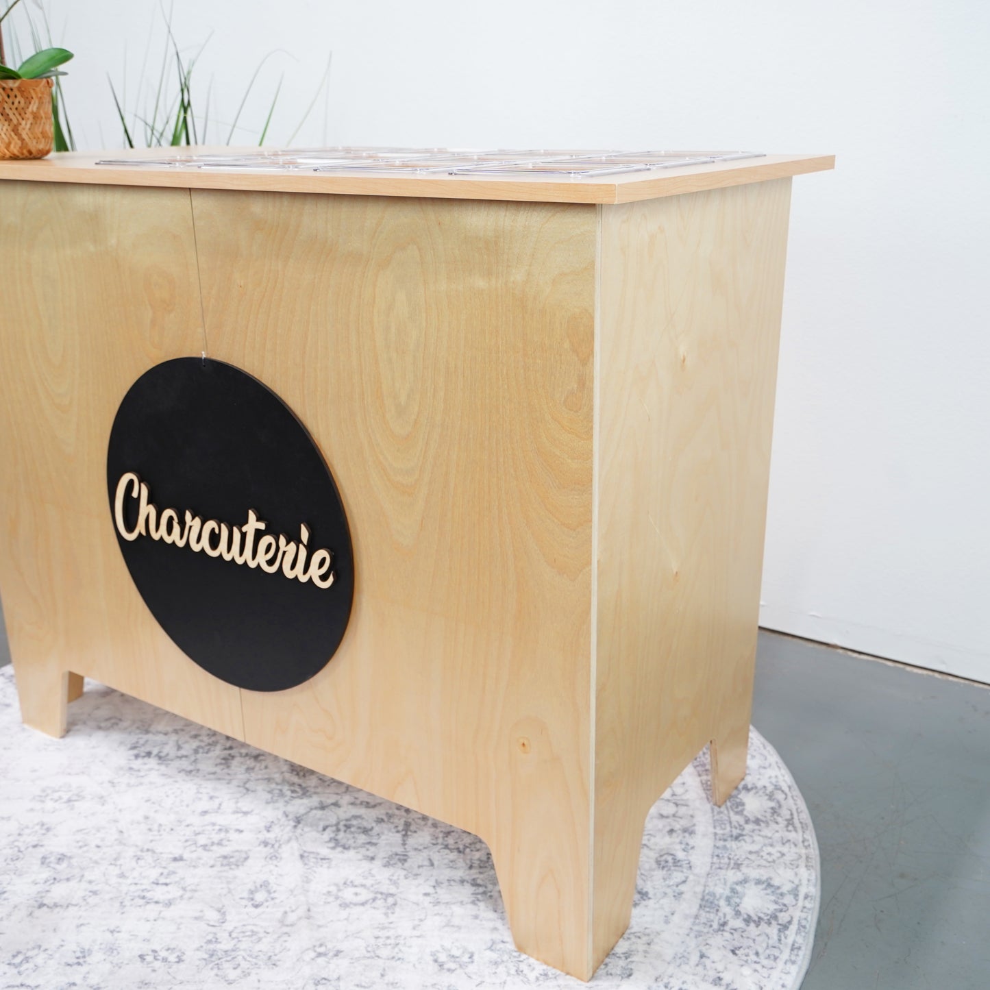 Foldable 4ft Charcuterie Wooden Table Mobile Cart Catering