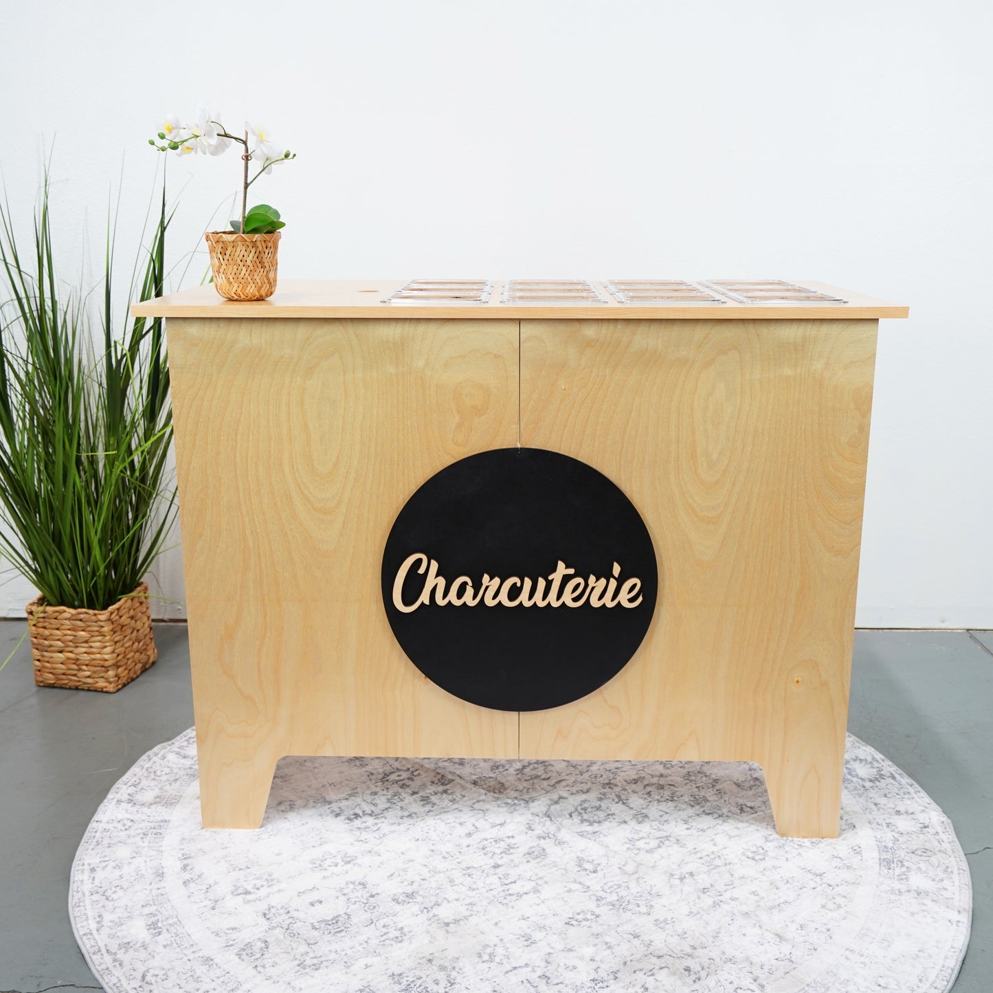 Foldable 4ft Charcuterie Wooden Table Mobile Cart Catering