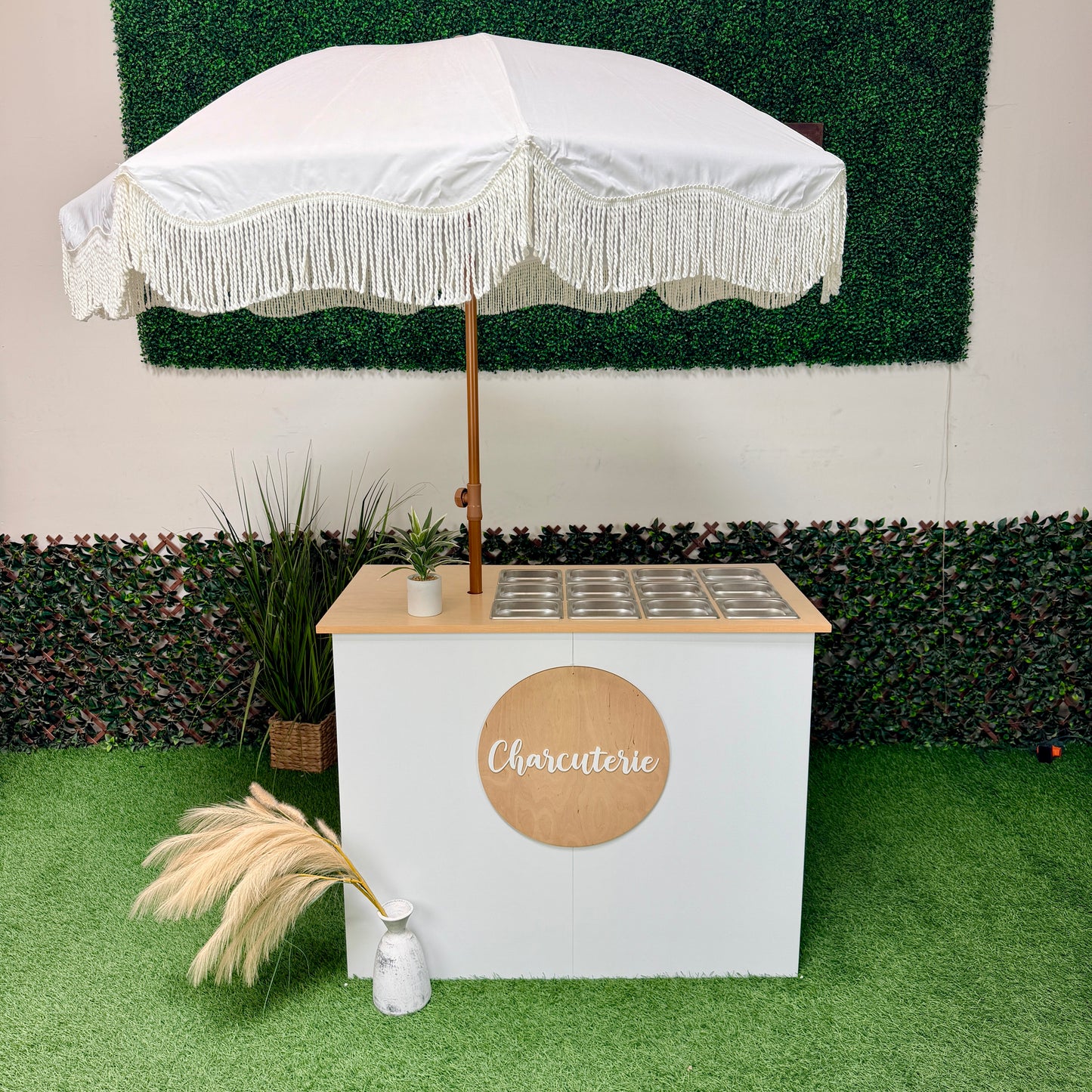 Ematik Charcuterie Foldable Portable Table 4ft Catering Snack Bar Candy Table Collapsible Cart