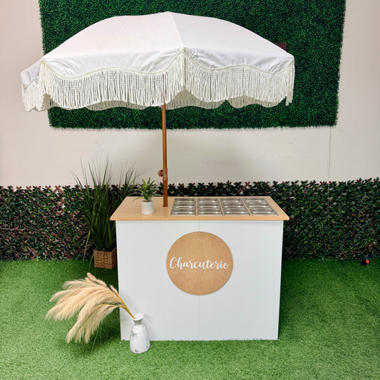 Ematik Charcuterie Foldable Portable Table 4ft Catering Snack Bar Candy Table Collapsible Cart
