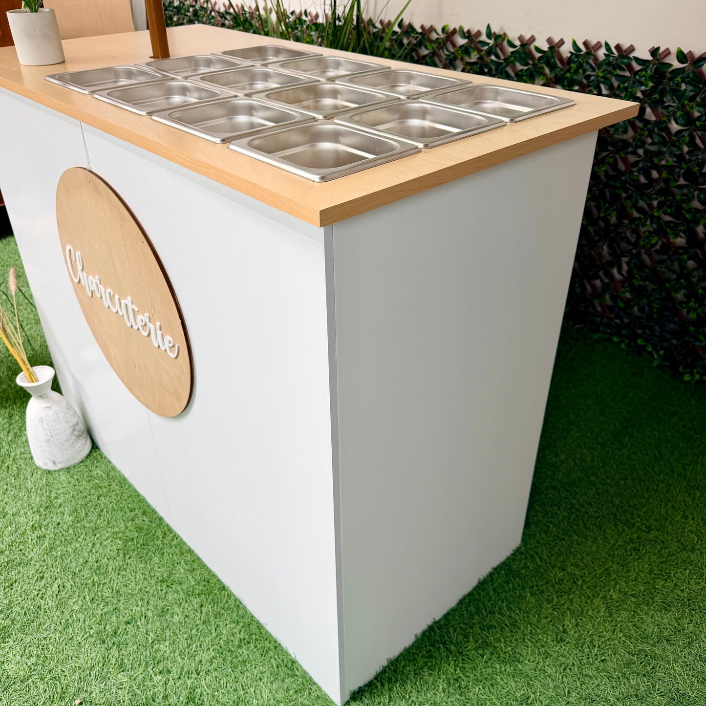 Ematik Charcuterie Foldable Portable Table 4ft Catering Snack Bar Candy Table Collapsible Cart