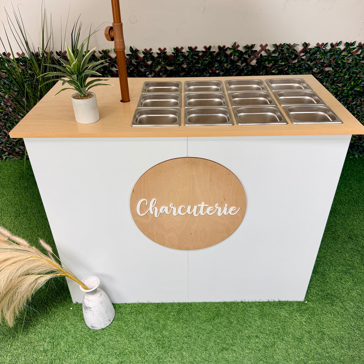 Ematik Charcuterie Foldable Portable Table 4ft Catering Snack Bar Candy Table Collapsible Cart