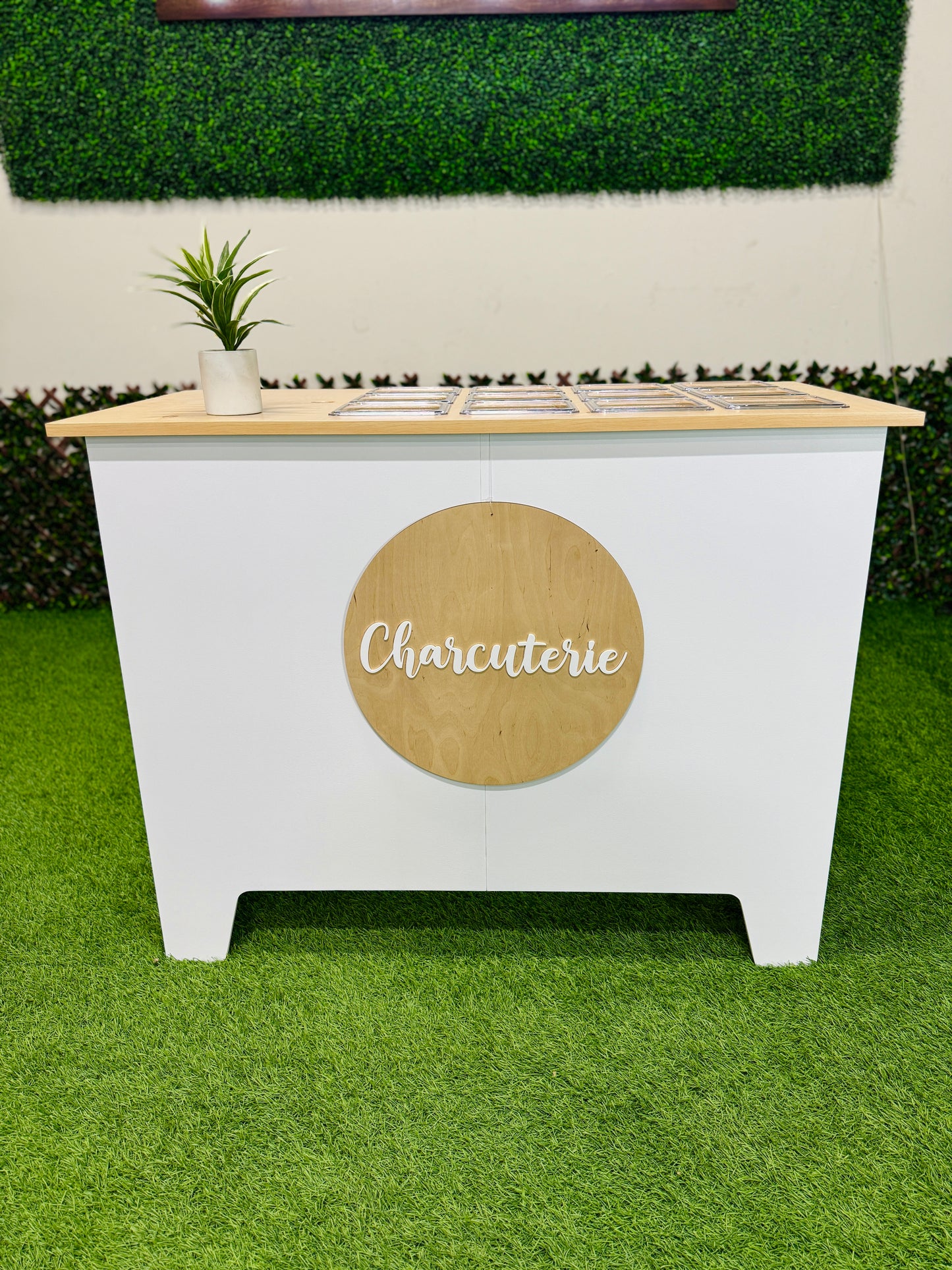 Foldable 4ft White Charcuterie Table Mobile Cart Catering