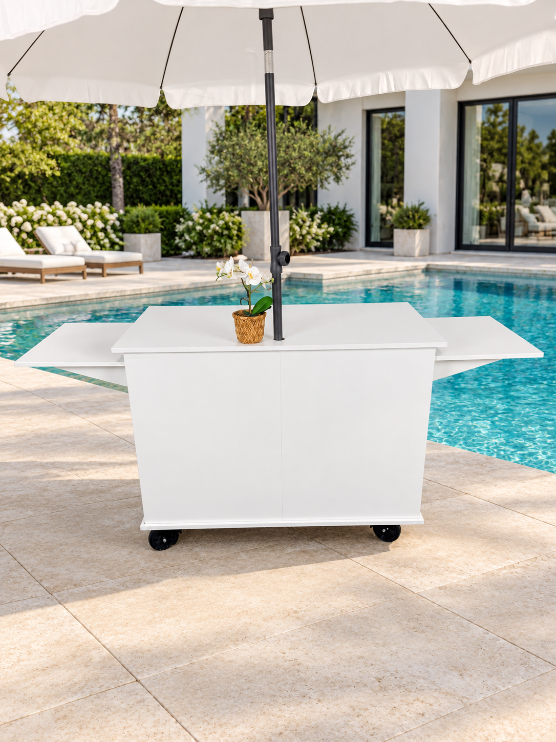 Charcuterie Catering Cart 4ft with Side Tables Collapsible Portable Snack Bar Mobile Cart