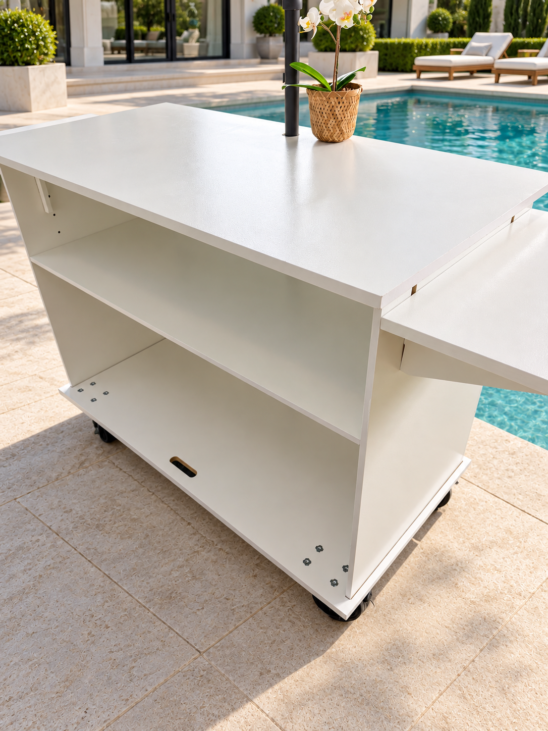 Charcuterie Catering Cart 4ft with Side Tables Collapsible Portable Snack Bar Mobile Cart